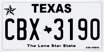 TX license plate CBX3190