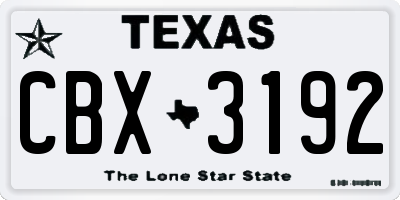 TX license plate CBX3192