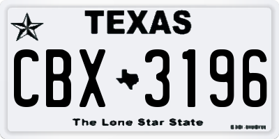 TX license plate CBX3196