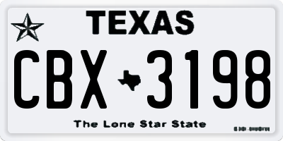 TX license plate CBX3198