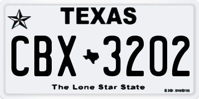 TX license plate CBX3202
