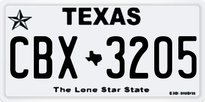 TX license plate CBX3205