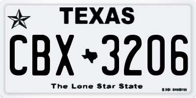 TX license plate CBX3206