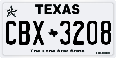 TX license plate CBX3208