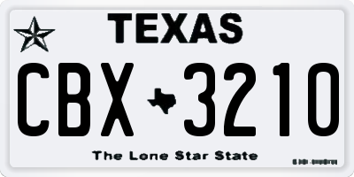 TX license plate CBX3210