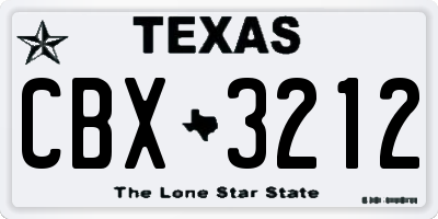 TX license plate CBX3212