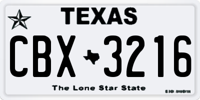 TX license plate CBX3216