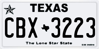 TX license plate CBX3223