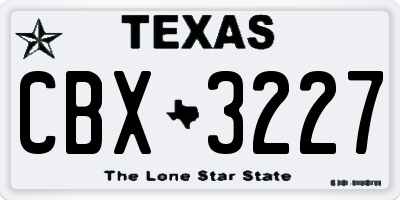TX license plate CBX3227