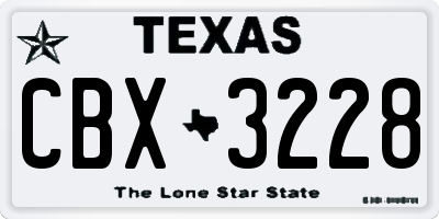 TX license plate CBX3228