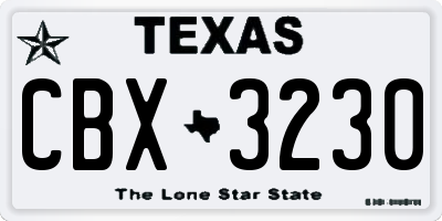 TX license plate CBX3230