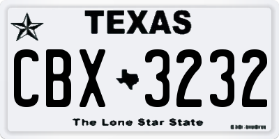 TX license plate CBX3232