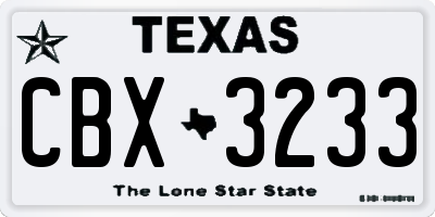 TX license plate CBX3233