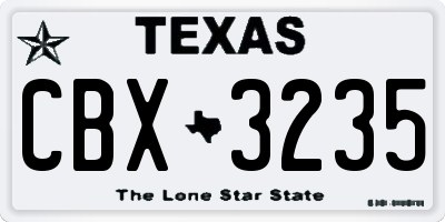 TX license plate CBX3235