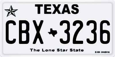 TX license plate CBX3236