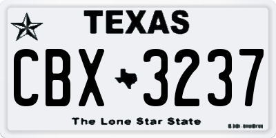 TX license plate CBX3237