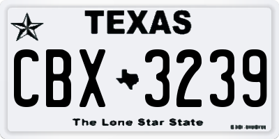 TX license plate CBX3239