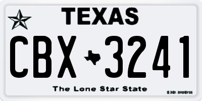 TX license plate CBX3241