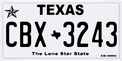 TX license plate CBX3243