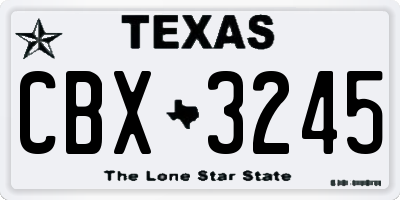 TX license plate CBX3245