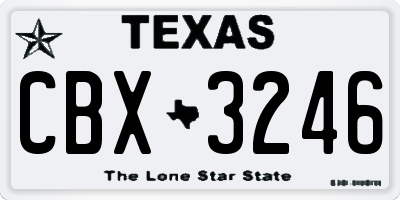 TX license plate CBX3246