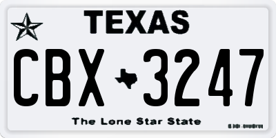 TX license plate CBX3247