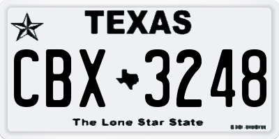 TX license plate CBX3248