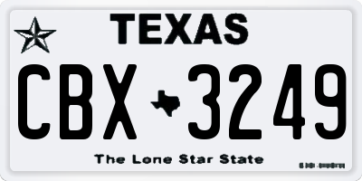 TX license plate CBX3249