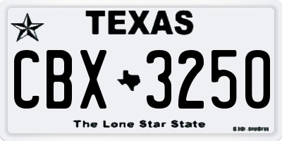 TX license plate CBX3250