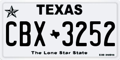 TX license plate CBX3252