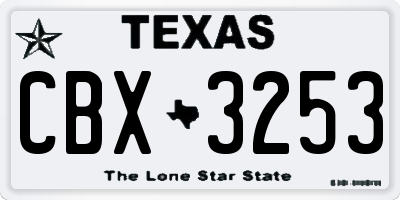 TX license plate CBX3253