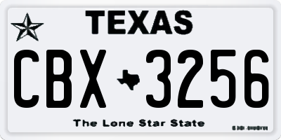 TX license plate CBX3256