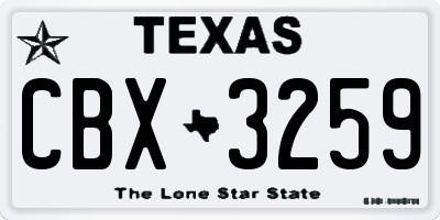 TX license plate CBX3259