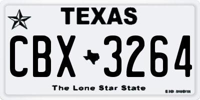 TX license plate CBX3264