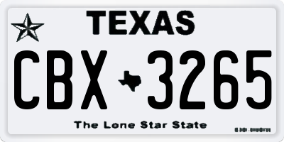 TX license plate CBX3265