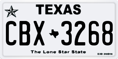 TX license plate CBX3268