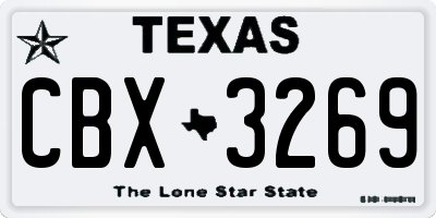 TX license plate CBX3269