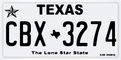 TX license plate CBX3274