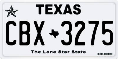 TX license plate CBX3275