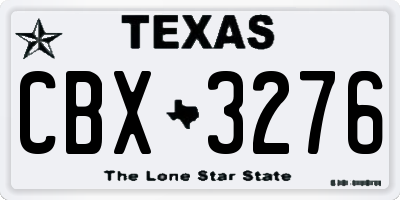TX license plate CBX3276