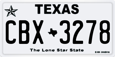 TX license plate CBX3278