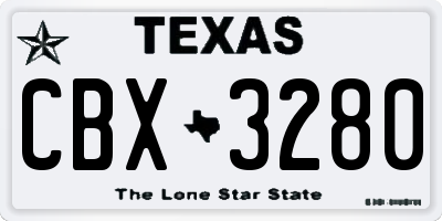 TX license plate CBX3280