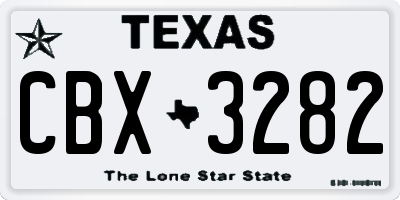 TX license plate CBX3282