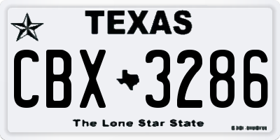 TX license plate CBX3286