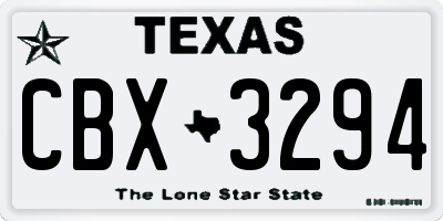 TX license plate CBX3294