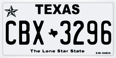 TX license plate CBX3296