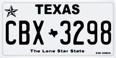 TX license plate CBX3298