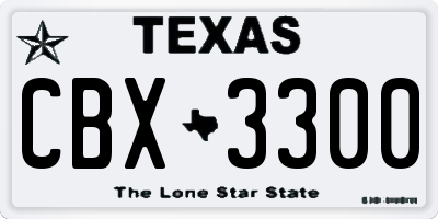 TX license plate CBX3300