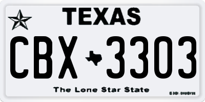 TX license plate CBX3303