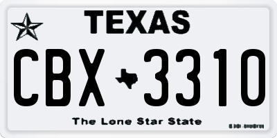 TX license plate CBX3310
